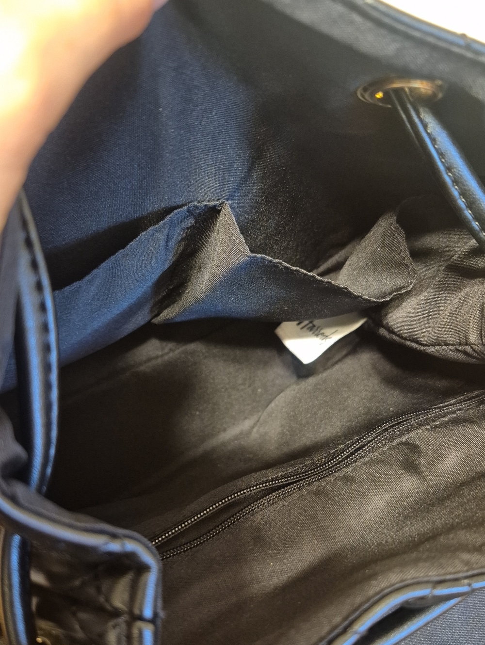 Harrods Quilted Black Backpack Textured Diamond Pattern Gold Tones - Picture 11 of 11